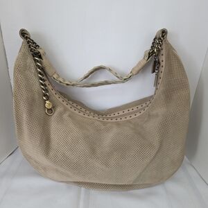 Donald J. Pliner Taupe Perforated Hobo Bag